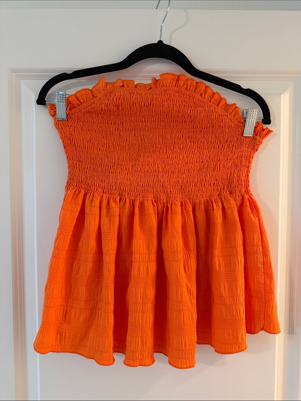 Bright Orange Smocked Tube Top